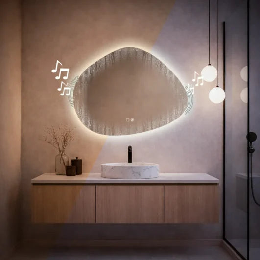 Irrégulier Miroir avec éclairage LED – Fast Lane Collection – Modèle Baku
